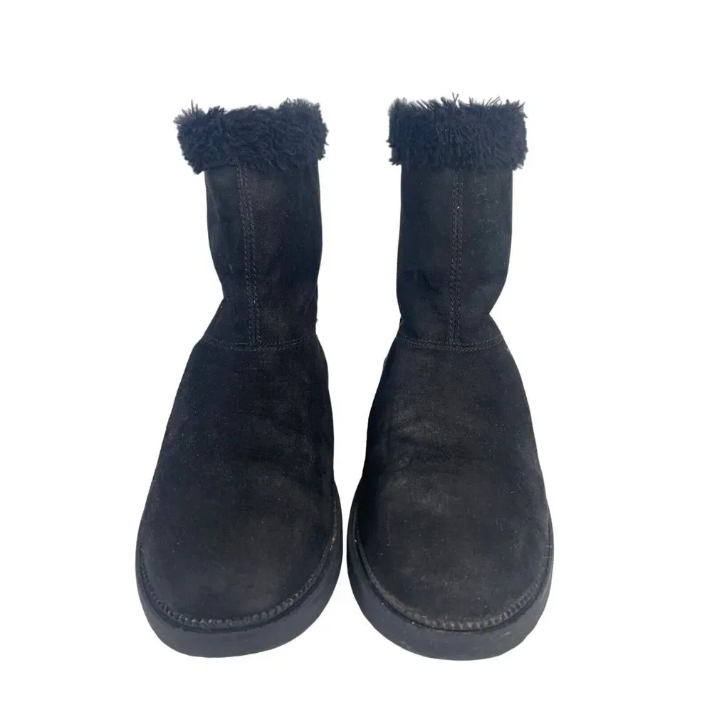 Girls Black Suede cute above ankle Winter Boots Size 5Y